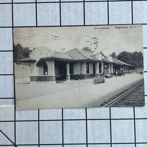 Antique postcard (1921) of Erie Station in Ridgewood, N.J. (Train Depot, 1921)